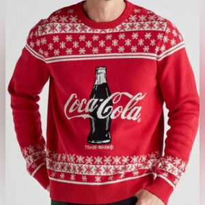 MEN'S Lucky Brand X COCA-COLA NOVELTY CREW RED SWEATER - SIZE Medium